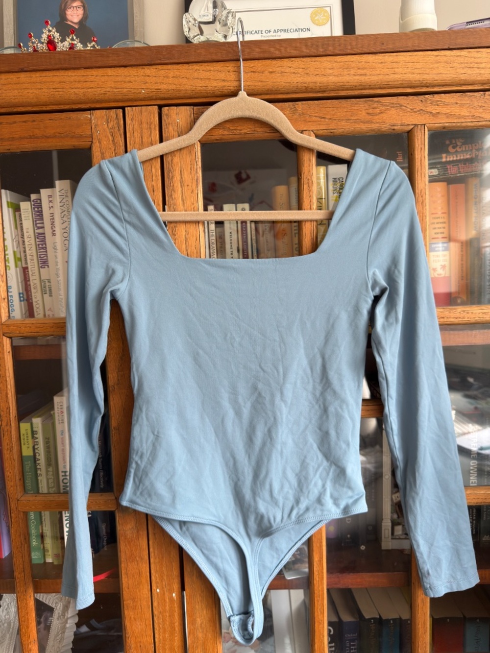 Aritzia Contour Squareneck Longsleeve Bodysuit Blue Size M - Picture 6 of 6
